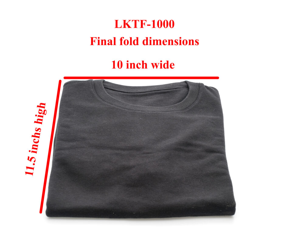 Final folded T-shirt dimensions